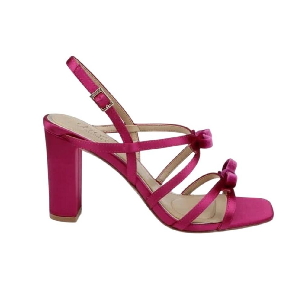 Badgley Mischka Pink Eliza Velvet Bow Evening Sandals Heels Burgundy 6.5